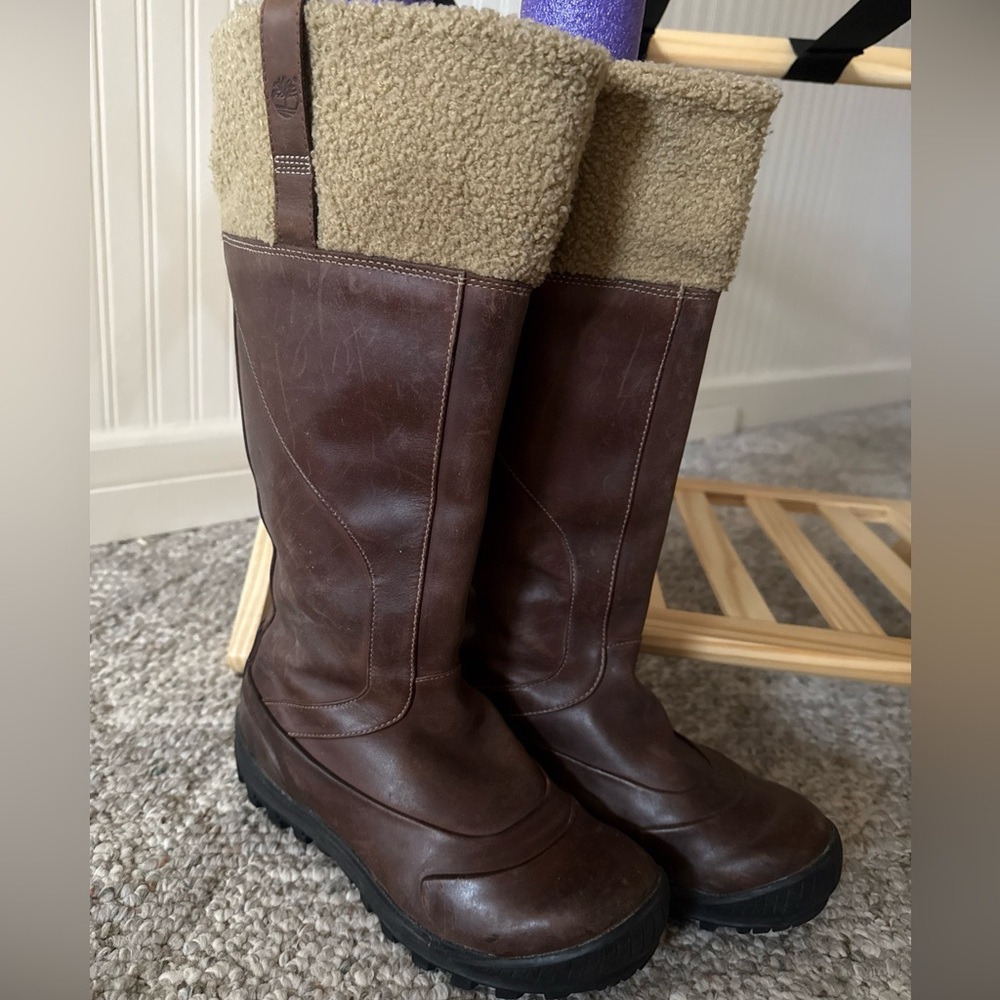 Timberland 8.5 Mount Holly waterpoof leather winter boots shearling